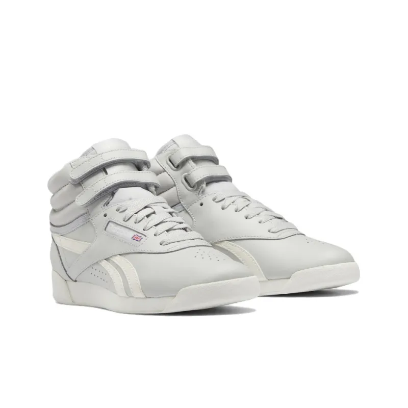 Reebok Freestyle Hi Anti-Slip Wear-Resistant Mid-Top Skateboard Shoes Women's Gray White-2