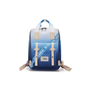 NATIONAL GEOGRAPHIC Fabric Backpack Regular Women's Blue Gradient/White & Black/Ecru With Red