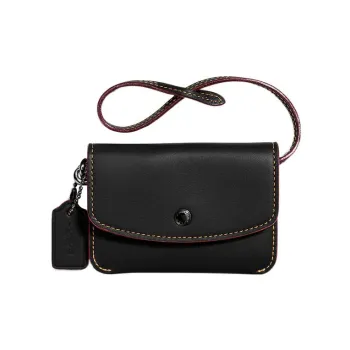 COACH Suede With Leather Clutch Card Holder Coin Purse Trumpets Women's Black