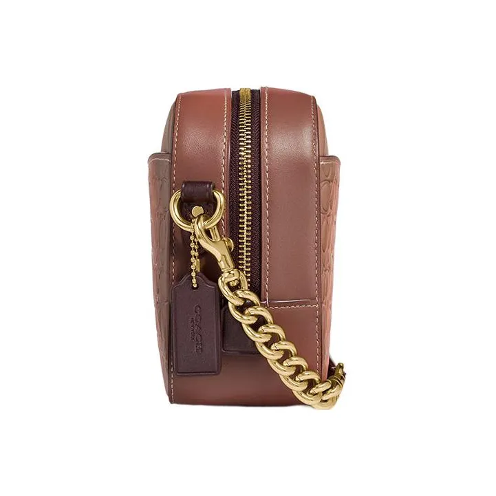 COACH Camera Embossed Calfskin Camera Bag, Crossbody Bag, Shoulder Bag Small Size Women's Yellow & Pink Gradient-1