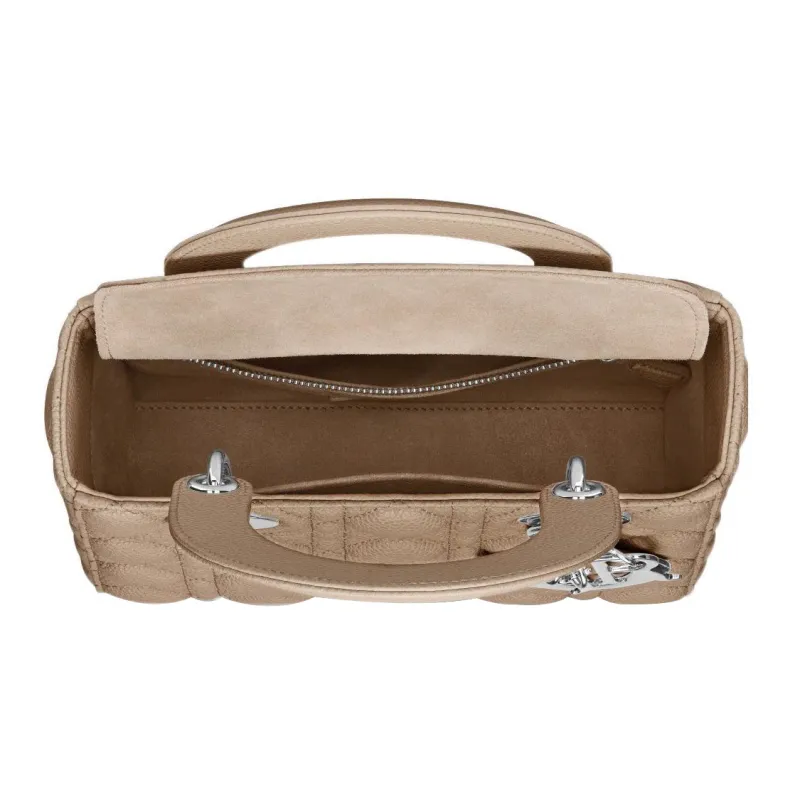 DIOR Lady Dior Grained Calfskin Shoulder Bag Crossbody Bag Handbag Small Size Women's Natural Khaki-3
