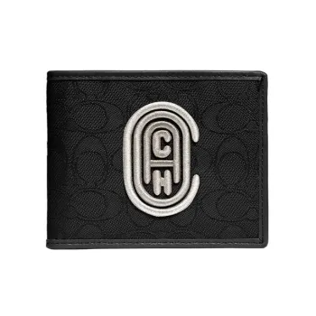 COACH Billfold Wallet Canvas 50% Off Wallet Men's Black Gray