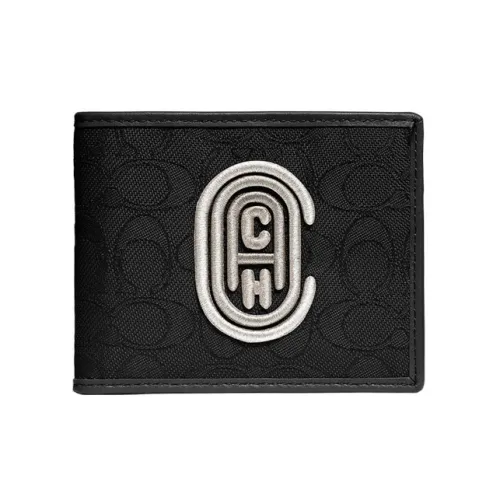 COACH Billfold Wallet Canvas 50% Off Wallet Men's Black Gray