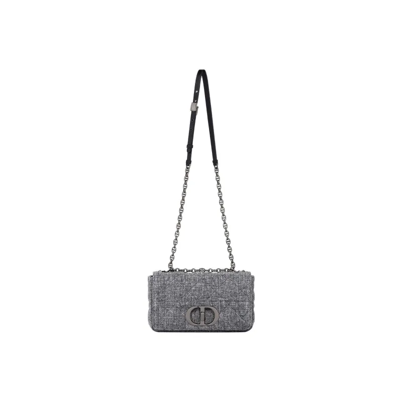 DIOR Caro Linen Handbag Shoulder Bag Crossbody Bag Medium Size Women's Gray-5