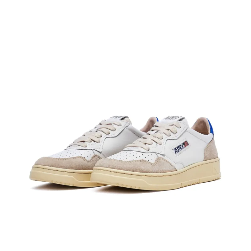 AUTRY Medalist Leather Suede Low White Azure Beige-1