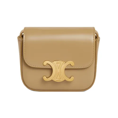 CELINE Triomphe Calfskin Shoulder Bag Crossbody Bag square Women's Olive