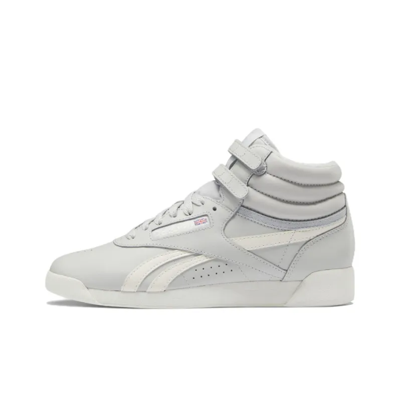 Reebok Freestyle Hi Anti-Slip Wear-Resistant Mid-Top Skateboard Shoes Women's Gray White-0