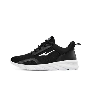 Erke Cushioned Anti Slip Wear Resistant Breathable Lightweight Low Top Running Shoes Men's Black White