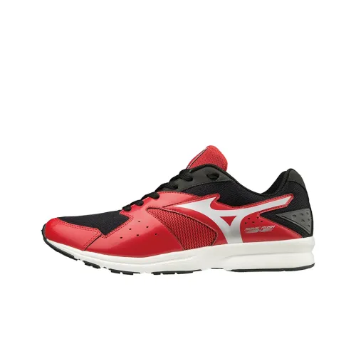 Mizuno Sonic Rush 2 Durable Breathable Low-Top Running Shoes Unisex Black Silver Red