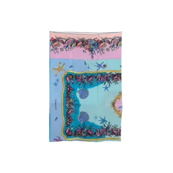 VERSACE Silk Scarves Women's Light Blue