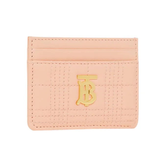 Burberry Lola Lola Bag Sheepskin Card Holder With Clip Women's Candy Color Peach Pink-1