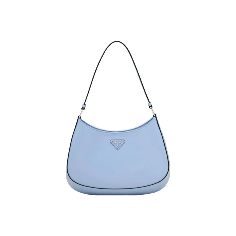 PRADA Leather Shoulder Bag Women's Sky Blue-0