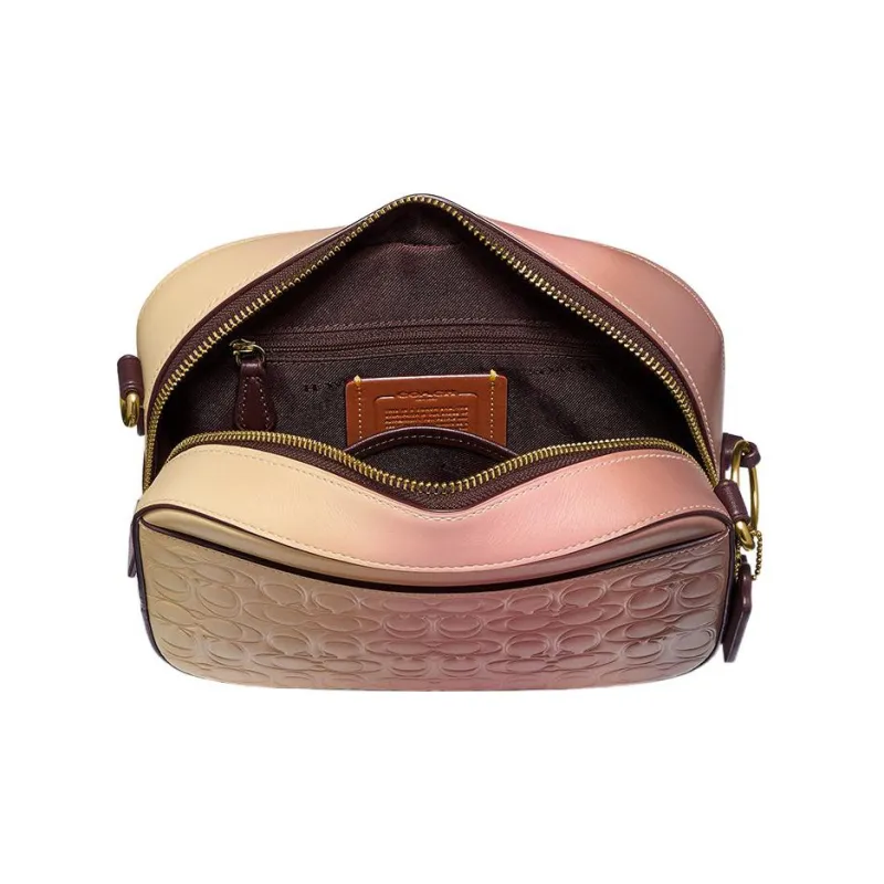 COACH Camera Embossed Calfskin Camera Bag, Crossbody Bag, Shoulder Bag Small Size Women's Yellow & Pink Gradient-3