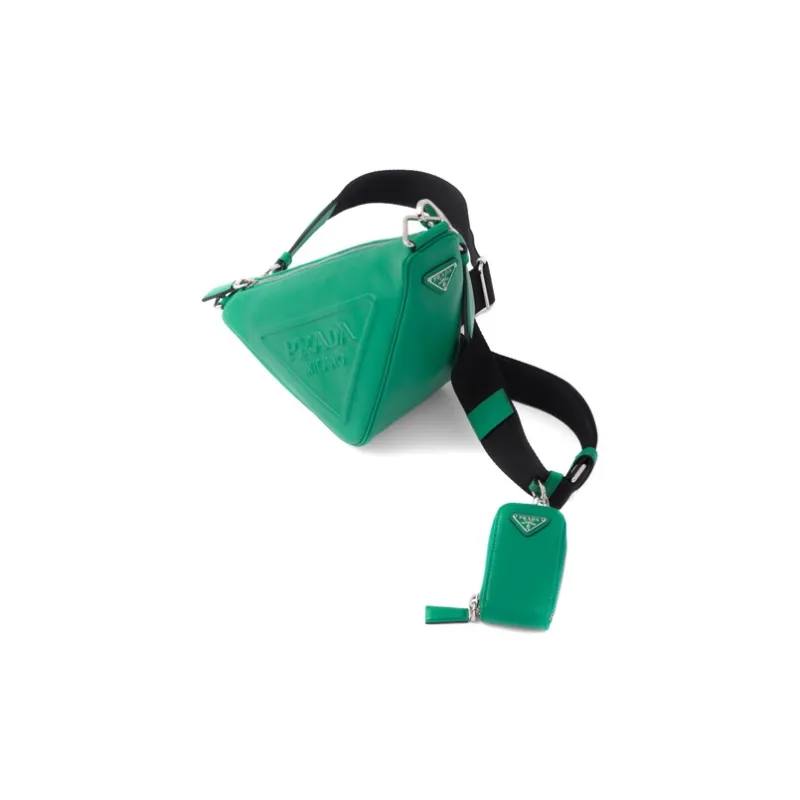 PRADA Triangle Leather Shoulder Bag Mango-1