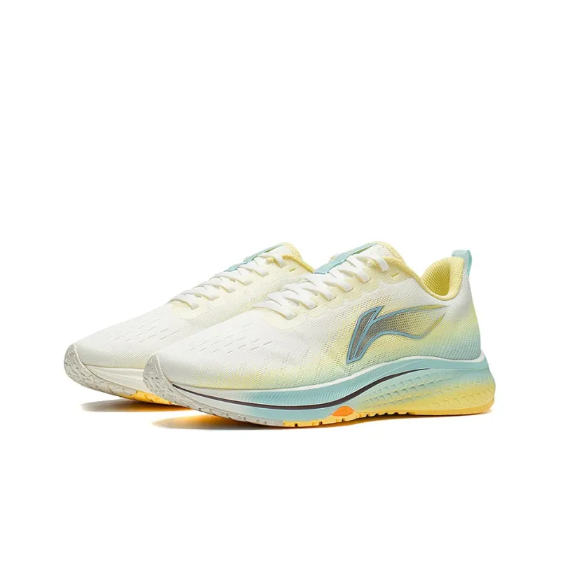 LiNing Red Hare 5 Cushioned Anti Slip Wear Resistant Breathable Lightweight Low Top Running Shoes Women's White Yellow-2