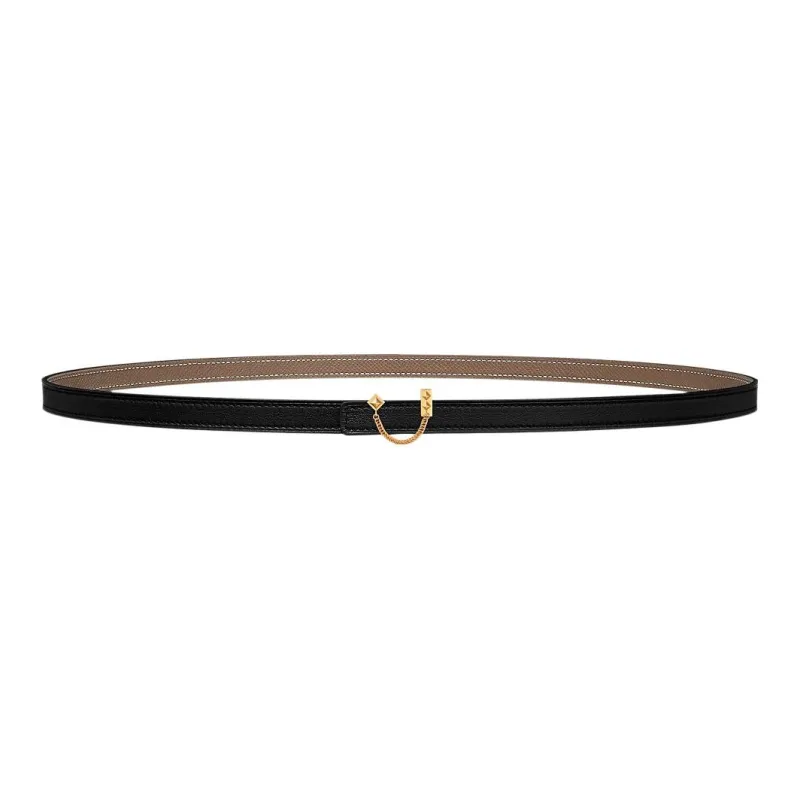 HERMES Carrousel Leather Belts Unisex Black-0