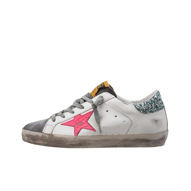 Golden Goose Super Star Low Top Skateboard Shoes Women's White Gray Pink-0