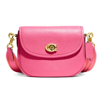 COACH Willow Pebbled Leather Saddle Bag Shoulder Bag Crossbody Bag Small Size Women's Morning Glory Blossom Pink