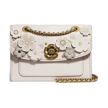 COACH Parker Classic Calfskin Chain Bag, Shoulder Bag, Crossbody Bag Medium Size Women's White