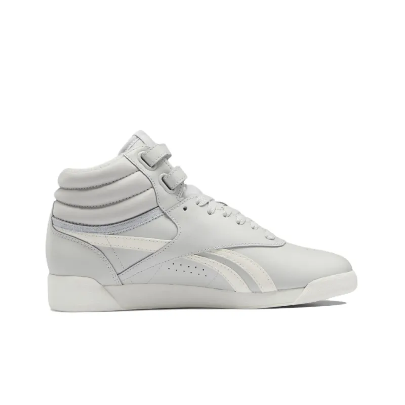 Reebok Freestyle Hi Anti-Slip Wear-Resistant Mid-Top Skateboard Shoes Women's Gray White-1
