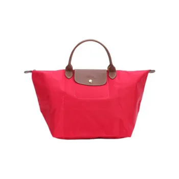 LONGCHAMP Nylon With Canvas And Fabric With Leather Dumpling Bag Handbags Medium Size Women's Red