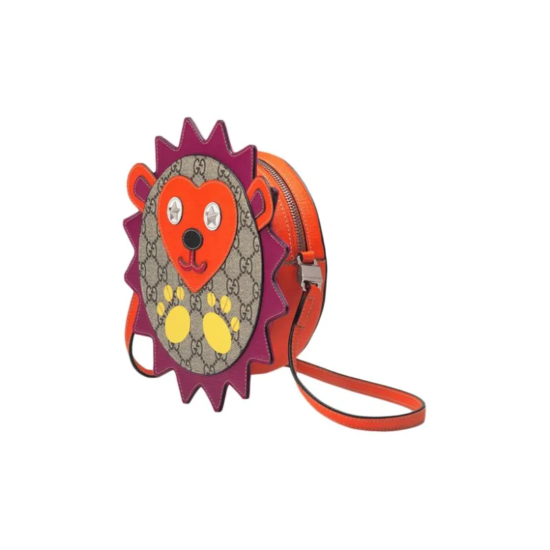 GUCCI Canvas Round Cake Bag Shoulder Bag Crossbody Bag Regular Kids' Red/multicolored-3