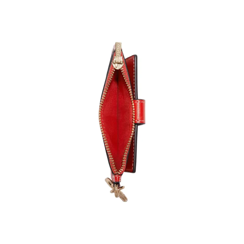 COACH Card Case Leather Card Holder Women's Red-1