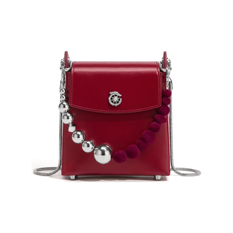 Gong Xuan Beads Crossbody Bag Handbag One Shoulder Women's Blue/Red-9