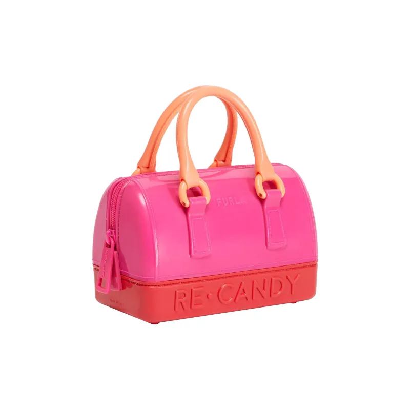 Furla Candy Recycled TPU Colorblock Boston Bag Shoulder Bag Crossbody Bag Handbag Mini Women's Pink & Red-2