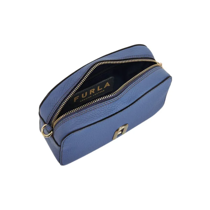 Furla Primula Grain Cow Leather Shoulder Bag, Crossbody Bag Mini Women's Navy Blue-3