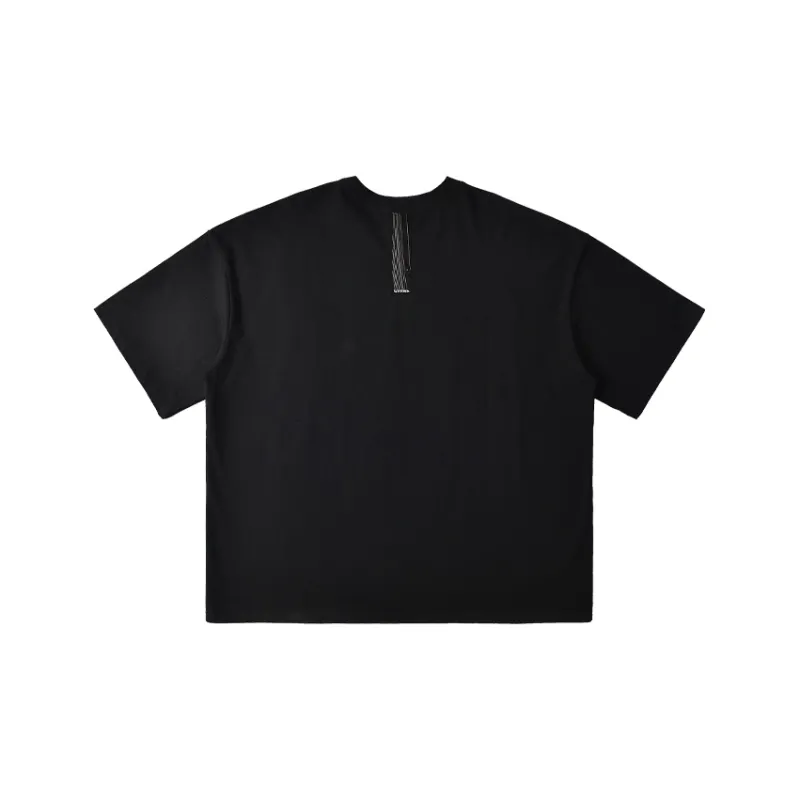 LVXWA Drop Shoulder Sleeve T Shirt Unisex Black-1