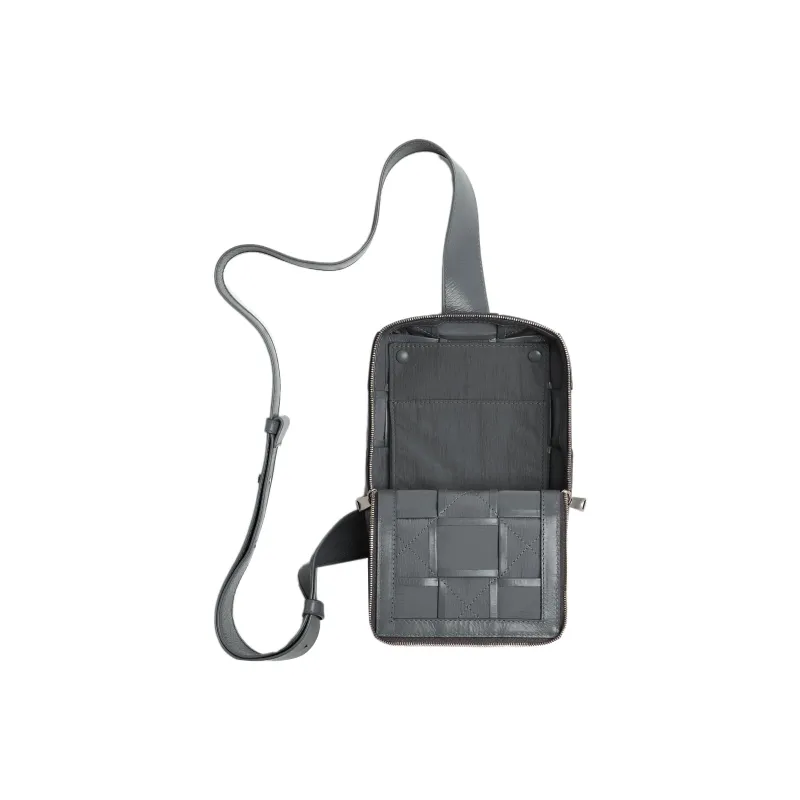 Bottega Veneta Calfskin Sling Bag Men's Gray-3