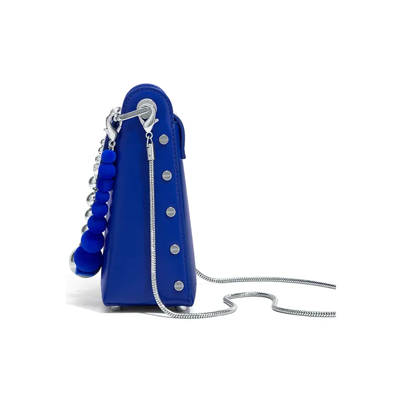 Gong Xuan Beads Crossbody Bag Handbag One Shoulder Women's Blue/Red-4
