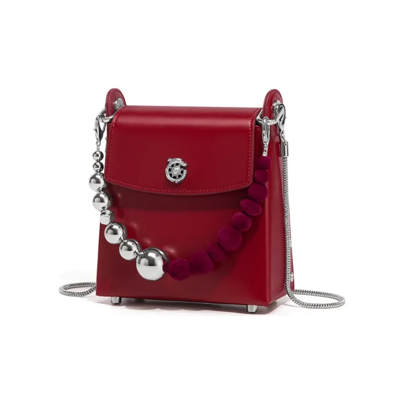 Gong Xuan Beads Crossbody Bag Handbag One Shoulder Women's Blue/Red-11