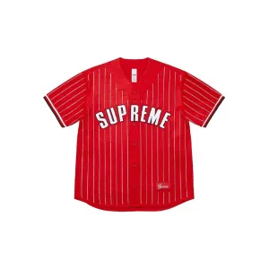 Supreme Rhinestone Stripe Baseball Jersey - POIZON