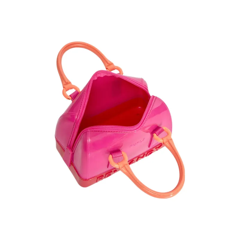 Furla Candy Recycled TPU Colorblock Boston Bag Shoulder Bag Crossbody Bag Handbag Mini Women's Pink & Red-3