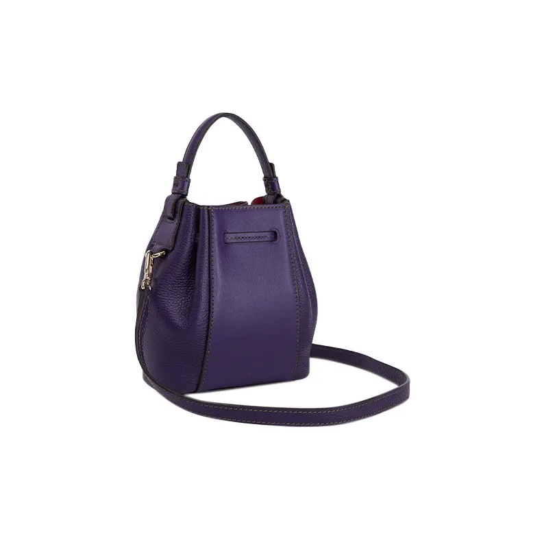 Furla Miastella Cow Leather Bucket Bag, One Shoulder Handbag, Crossbody Bag Mini Women's Purple-2