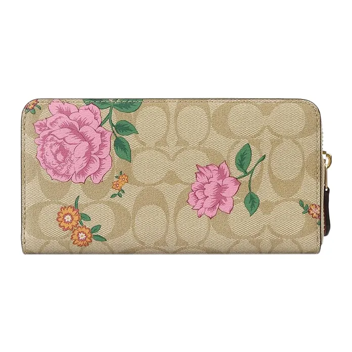 COACH Accordion Wallet Classic Monogram Canvas With Leather Wallet Women's Light Khaki-1