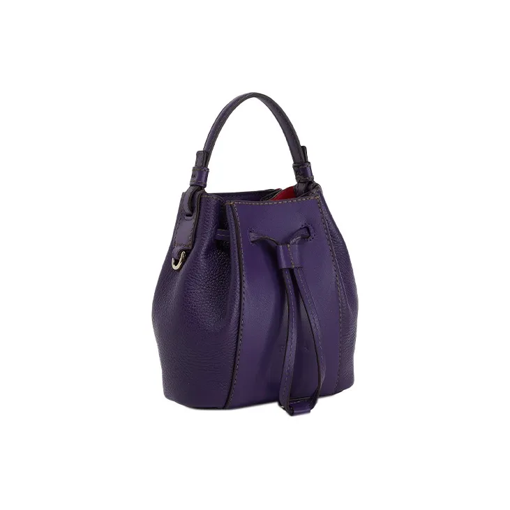 Furla Miastella Cow Leather Bucket Bag, One Shoulder Handbag, Crossbody Bag Mini Women's Purple-1