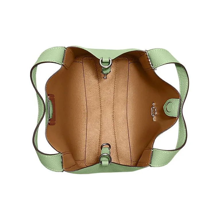 COACH Pebbled Leather Crescent Bag, Shoulder Bag, Crossbody Bag Regular Women's Green Macaron-2