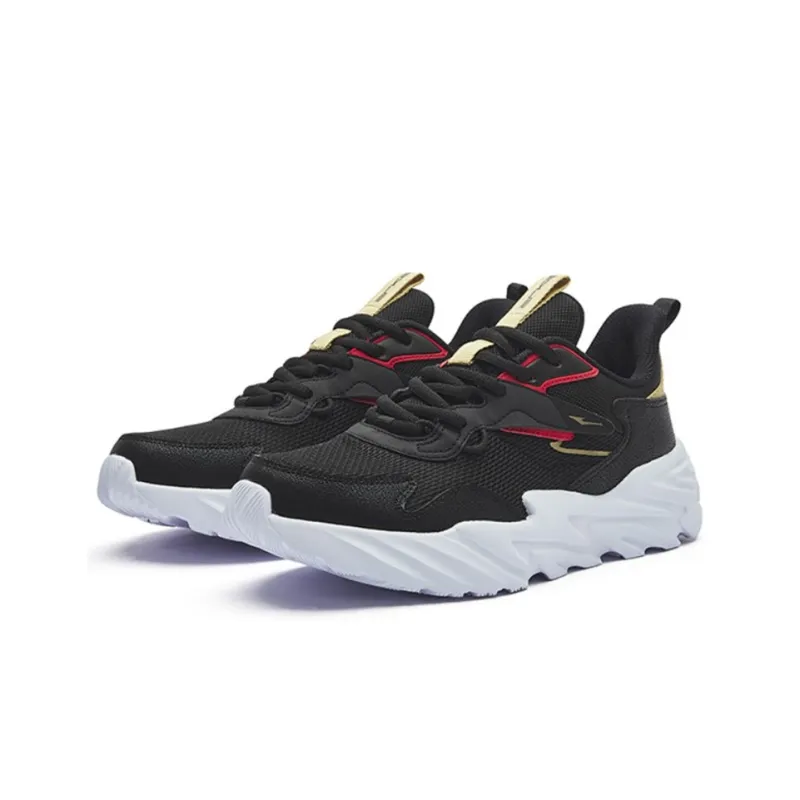 Erke Cushioning Abrasion Resistant Lightweight Low Top Running Shoes Men's Black Red-1