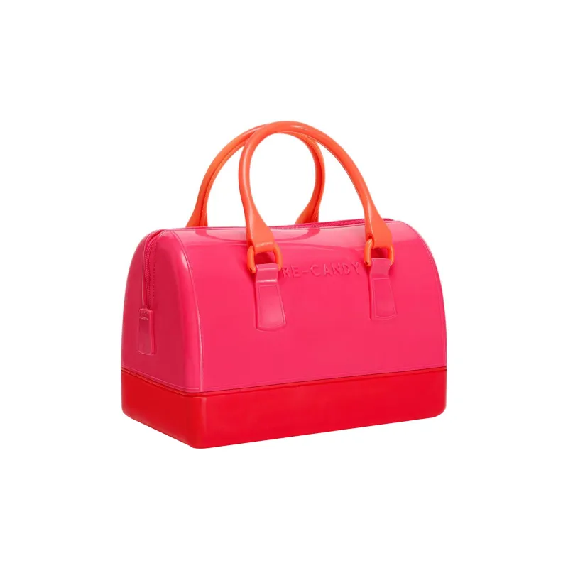Furla Candy Recycled TPU Boston Bag Shoulder Bag Crossbody Bag Handbag Medium Size Women's Pink & Red-2