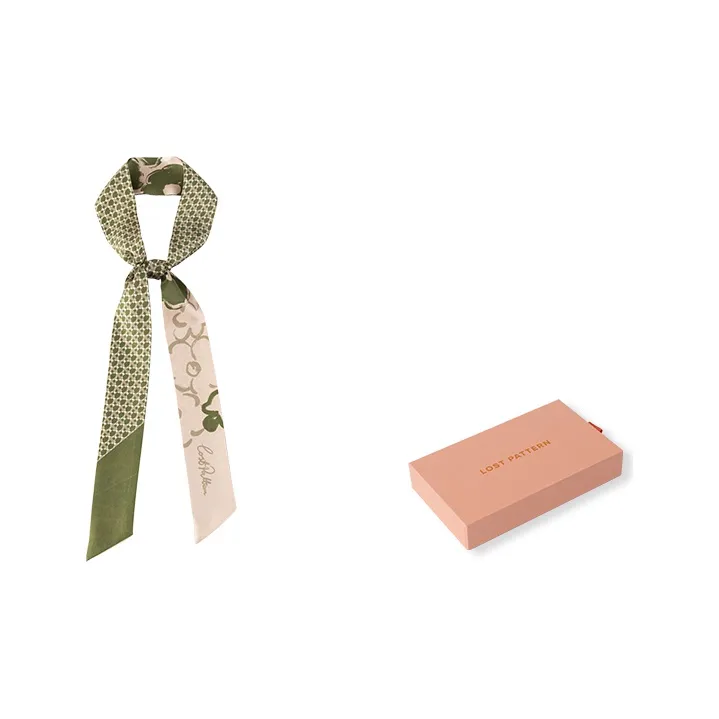 LOST PATTERN 100% Mulberry Silk Scarves Women's Army Green/Pink Blue-2