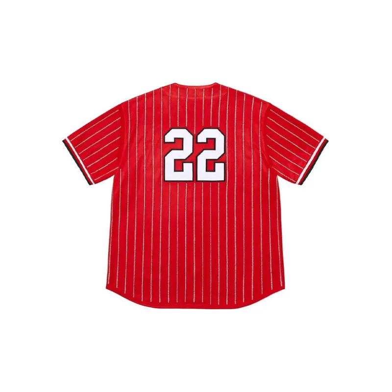 Supreme Rhinestone Stripe Baseball Jersey-1