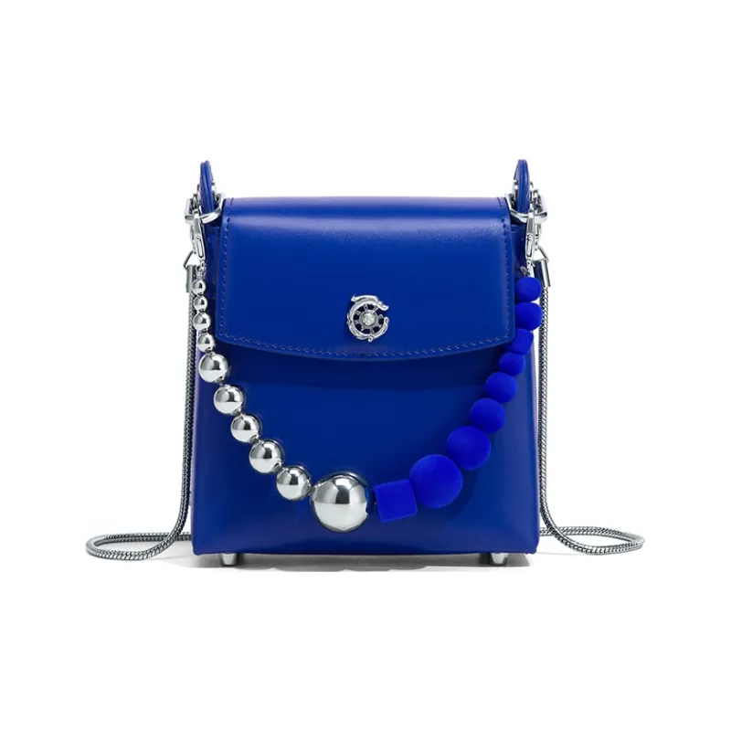 Gong Xuan Beads Crossbody Bag Handbag One Shoulder Women's Blue/Red-1