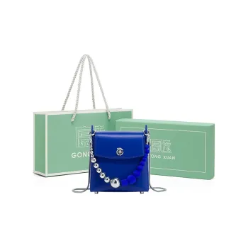 Gong Xuan Beads Crossbody Bag Handbag One Shoulder Women's Blue/Red