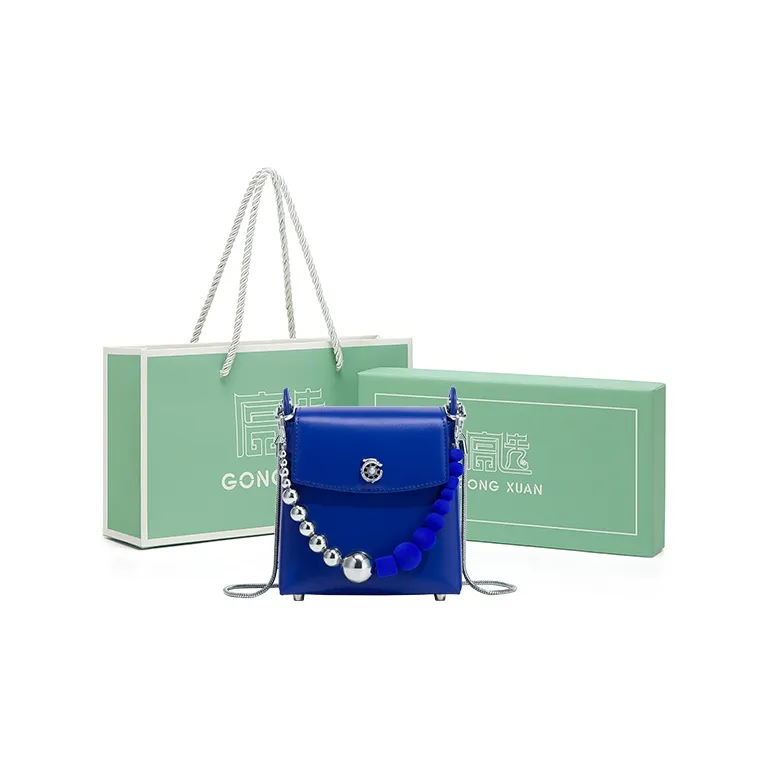 Gong Xuan Beads Crossbody Bag Handbag One Shoulder Women's Blue/Red-0