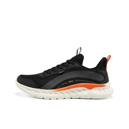 Erke Running Shoes Men Low-Top Matte Black/Orange Red