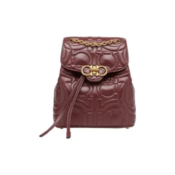 FERRAGAMO GANCINI Cow Leather Backpack Regular Women's Burgundy