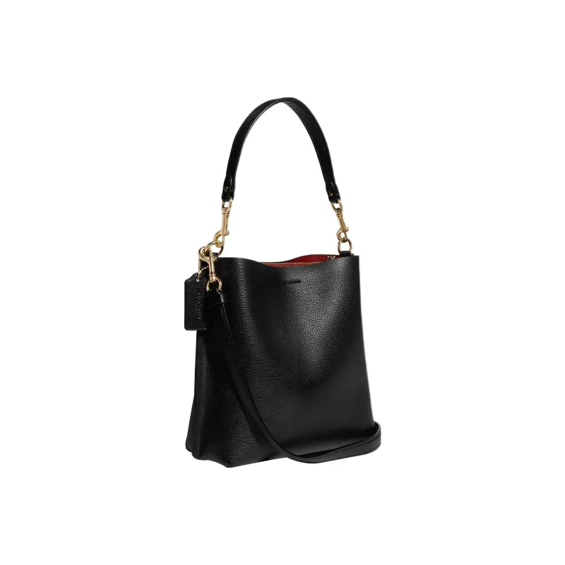 COACH Mollie Leather Bucket Bag Handbag Shoulder Bag Crossbody Bag Small Size Women's Black-1